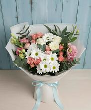Букет цветов из:  Розы, Лизиантусы и Хризантемы в Тропарево