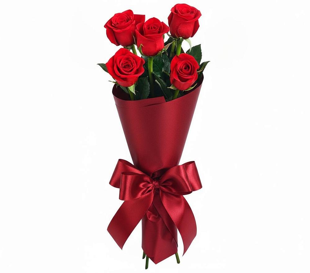 Букет 5 Красных роз Эдлесс Лав в Тропарево