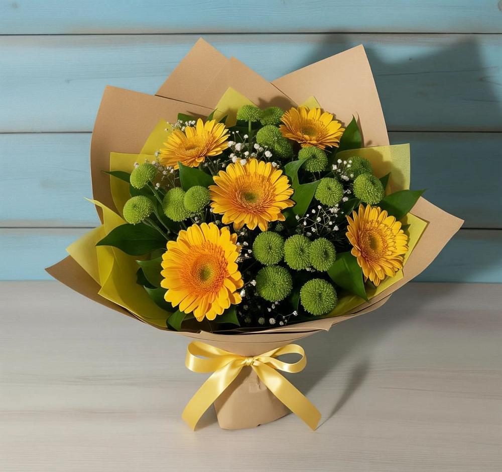 Букет цветов из: Герберы и Хризантемы в Тропарево