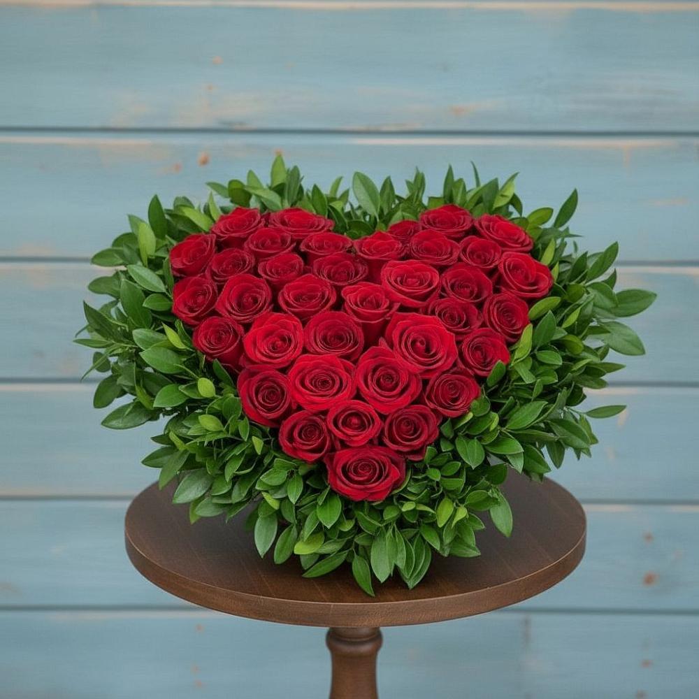 Цветочная композиция из Розы в виде сердца в Тропарево