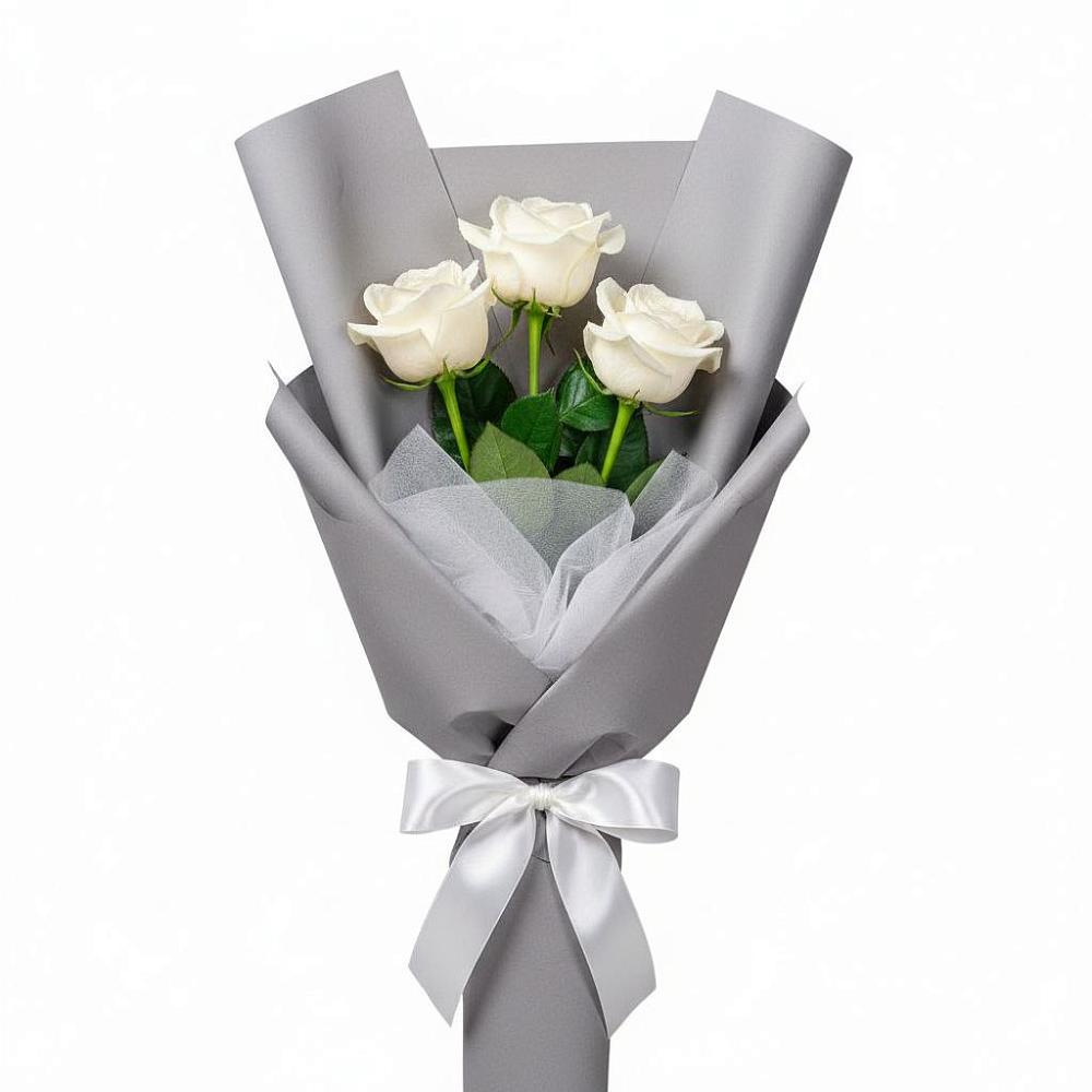 Букет 3 белые розы в Тропарево
