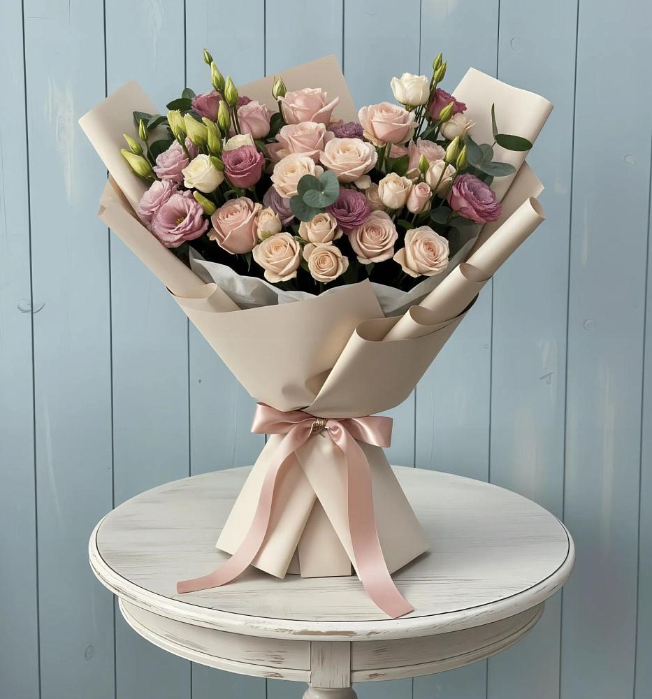 Букет цветов из: Розы и Лизиантусы в Тропарево