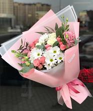 Букет цветов из:  Розы, Лизиантусы и Хризантемы в Тропарево