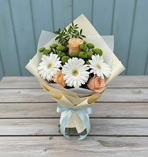 Букет цветов из:  Герберы, Розы и Хризантемы в Тропарево