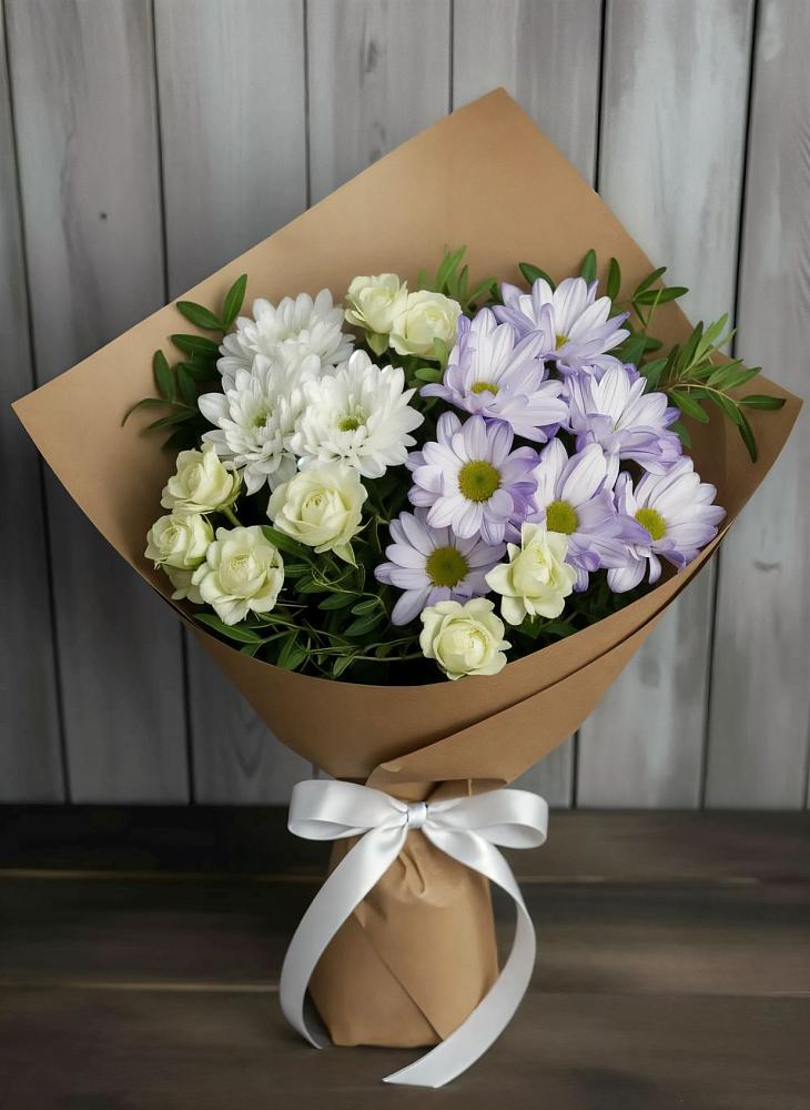 Букет цветов из: Хризантемы и Розы в Тропарево